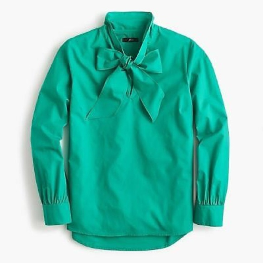 J crew women’s green tie front blouse